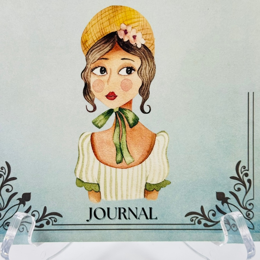Illustrated Lady Journal Notebook in Pastel Blue